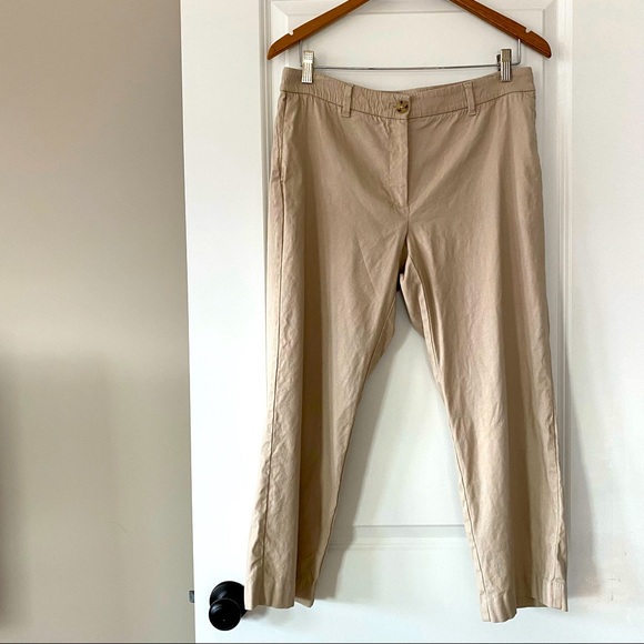 J. Jill Linen Stretch Beige Crop Pant w Pockets/ Linen Rayon Spandex size 10 - Picture 2 of 8